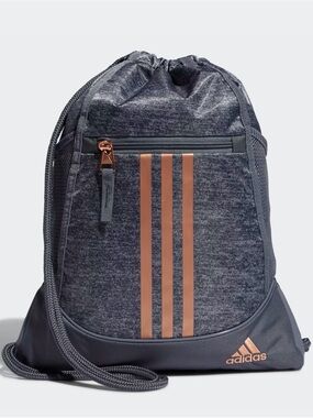 adidas Heather Grey Drawstring Bag with Rose Gold Details LIKE NEW!